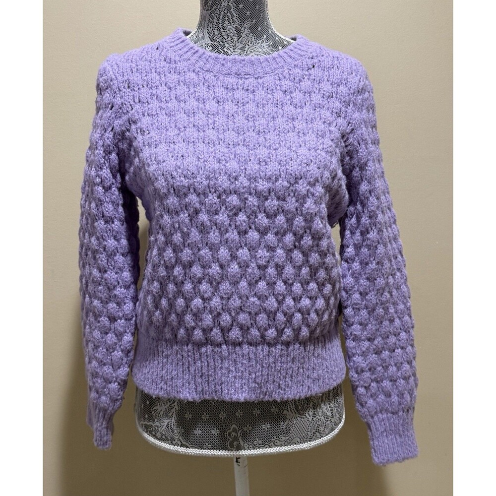 Vero Moda Purple Bubble Popcorn Textured Knit Long Sleeve Pullover Sweater M Top
